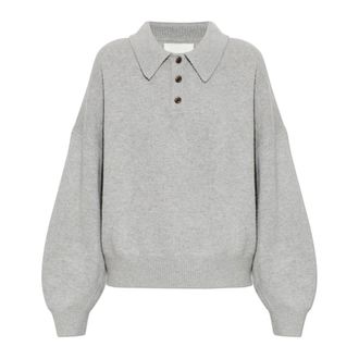 Lisa Yang V-neck Knitwear, female, Gray, Size: XS Polo Etta
