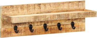 vidaXL Perchero De Pared Madera Maciza De Mango Sin Tratar 60x15x20 Cm Vidaxl