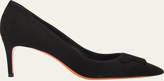 Santoni 65mm Suede Pointed-Toe Pumps