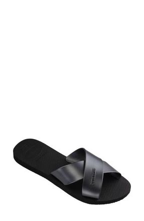 Havaianas Aqua Slide Sandal in Black at Nordstrom, Size 11