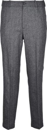 Moncler Wolmix Stijlvolle Broek - Heren - Nette broeken - Grijs - M - Wol - Broeken