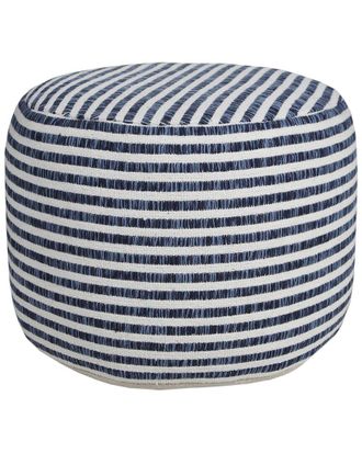 LR Home Lr Home Madilyn Blue/White Striped Hand-Woven Ottoman Pouf