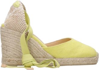 Castaner Gele canvas sandalen met gevlochten band - Dames - Sleehakken - Geel - 38 EU - Jute - Schoenen