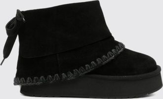 Mou Suede Platform Ankle Boots with Embroidery and Adjustable Straps