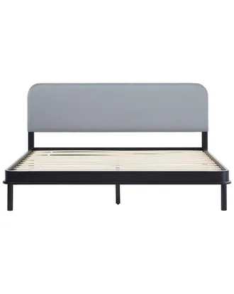 Walker Edison Modern Curved Upholstered Solid Wood Bed