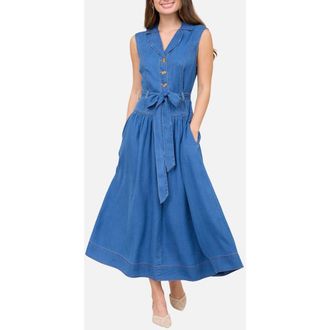 Blu Pepper Tie Waist Denim Dress at Nordstrom, Size Medium