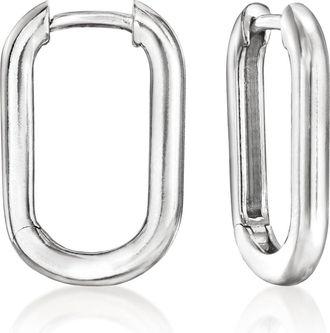 Ross-Simons Italian Sterling Silver Medium Paper Clip Link Hoop Earrings