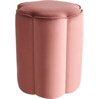 Beliani Puf Redondo Moderno Reposapi&eacute;s Decorativo De Terciopelo Dormitorio Sal&oacute;n Rosa Tappen