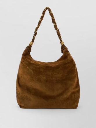 Saint Laurent amalia suede shoulder shopping bag braid