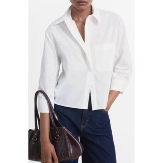 Mango Embellished Stripe Button-Up Shirt in Off White at Nordstrom Rack, Size 2