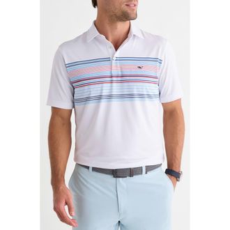 Vineyard Vines Conch Stripe Sankaty Performance Polo in White/blue/red Strpe at Nordstrom, Size Xx-Large