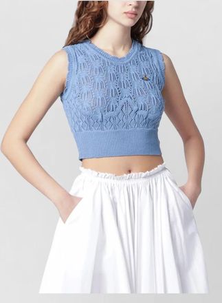 Vivienne Westwood sleeveless cropped top textured knit ribbed hem